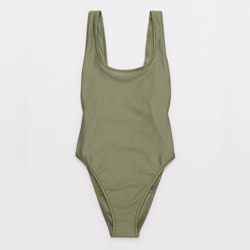 Aerie Shine Rib Birthday Scoop Cheekiest One Piece Swimsuit
